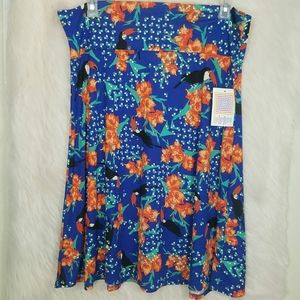 LuLaRoe Floral Tucan Print Azure Skirt Siz…